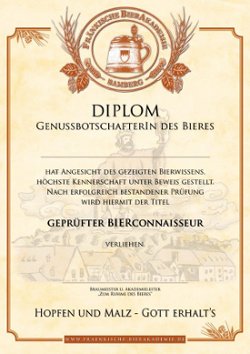 Urkunde Bier Connaisseur Diplom